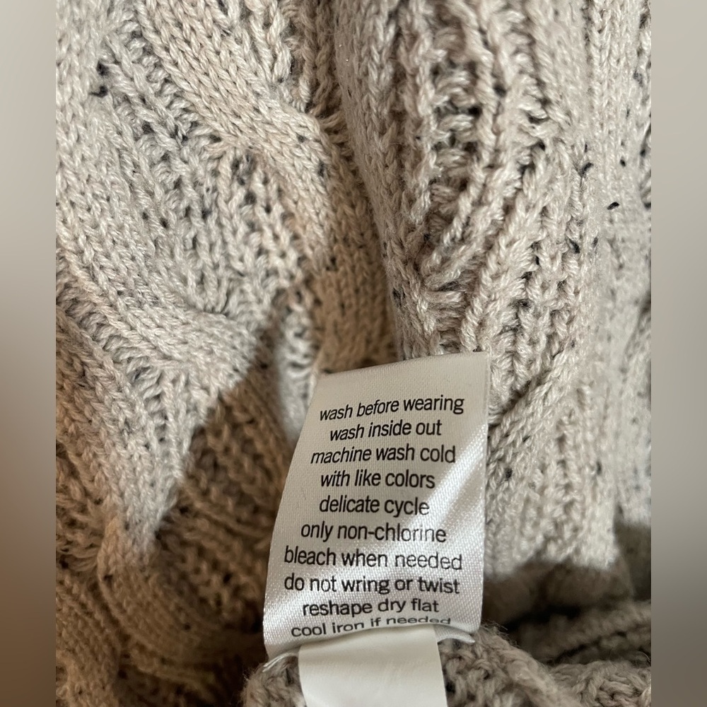 Sonoma Oversized Cable Knit Crew Neck Sweater Oatmeal Color W/ Speckles Size XL - Picture 6 of 9